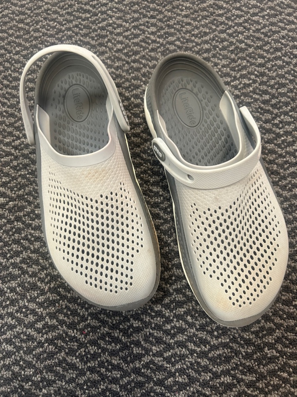 Light Gray Slip-On Crocs with Vent Holes. 💕